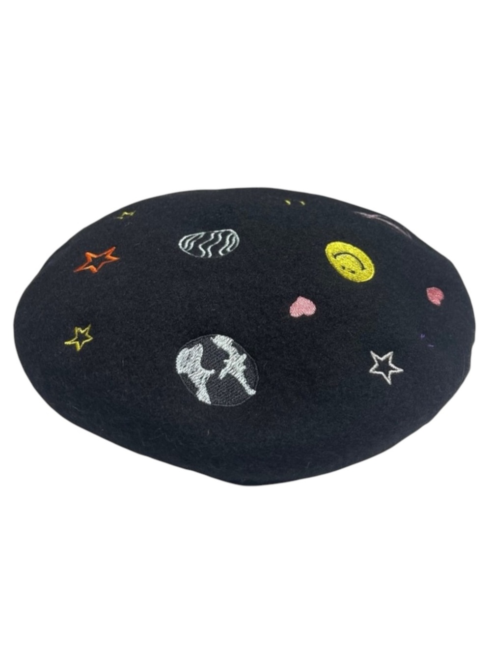 Rare: new Valfré ☻ Saturn Embroidered Wool Beret ☻ Black ☻ 1SFA Limited Edition - Picture 6 of 16